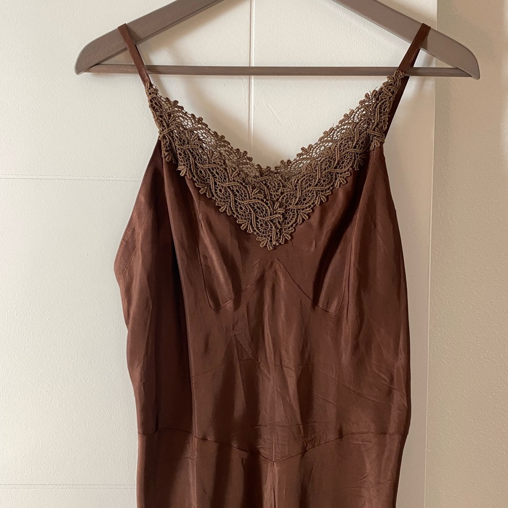 AMAZING Vintage 40s Brown Slip Dress